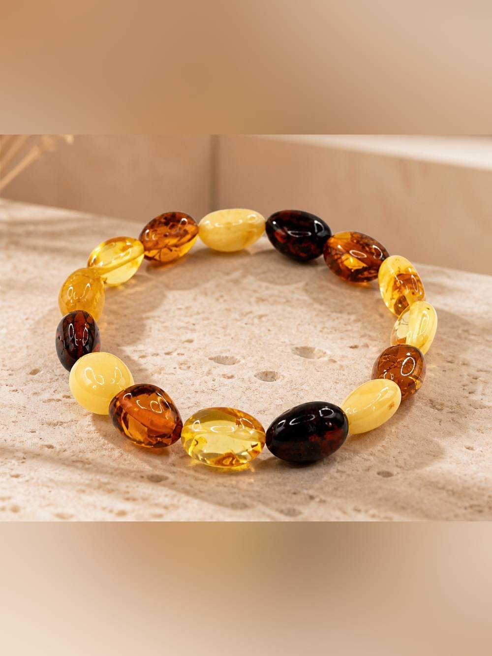 Vintage Baltic Amber Stretch Beaded Bracelet